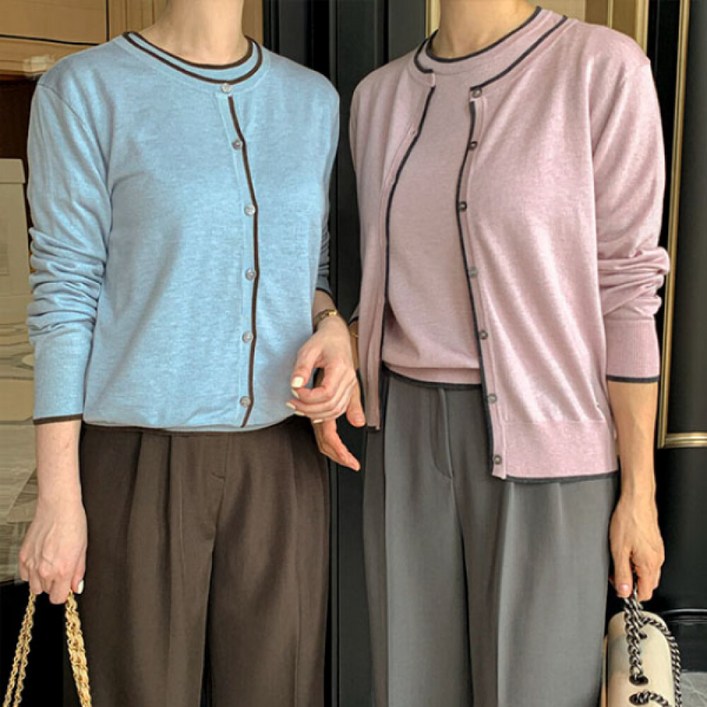 코코블랙  미우 배색 가디건 5color