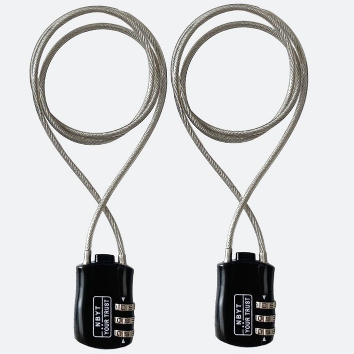 위드리빙 와이어 로프 맹꽁이 자물쇠 DB20160, 2개