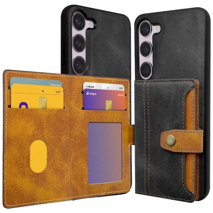 인트그로 스티치 가죽 카드지갑 휴대폰 케이스