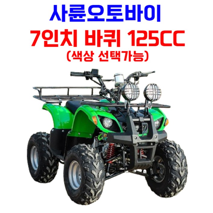 엑티쿼 사륜 오토바이 사발이 4륜 바이크 네발 산악 ATV 운반차 오프로드, 그린, 02 7인치 125CC