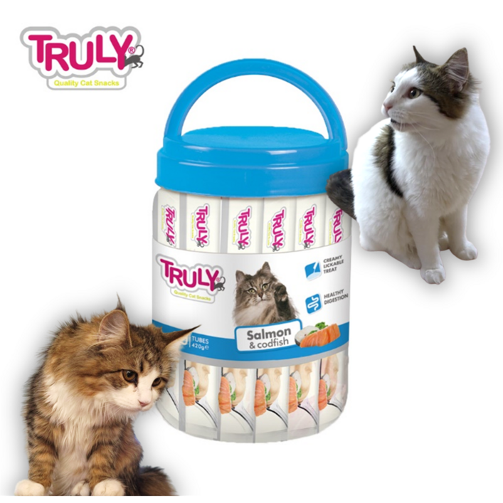 트룰리 펫 츄르 크리미퓨레 짜먹는 고양이 간식 츄루 트룰리 캣, 30팩, 14g, 연어&대구맛