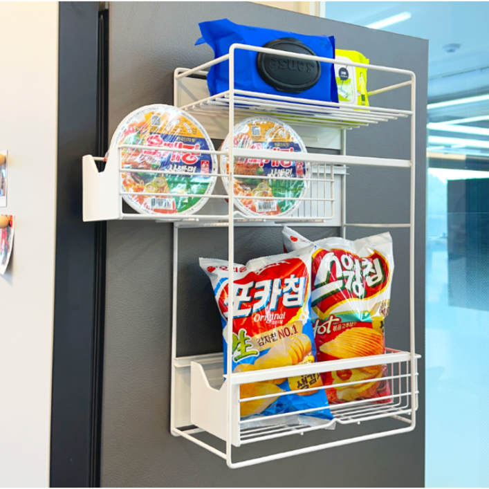 살림생각 다용도 슬라이딩 냉장고 자석 선반, 화이트