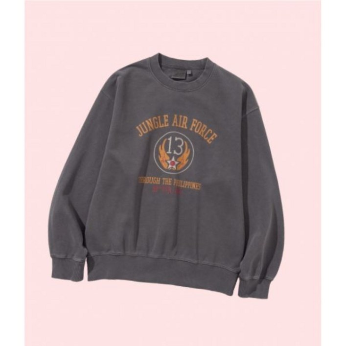 유니폼브릿지 jungLE air force 맨투맨 스웨트셔츠 스웻셔츠 크루넥 티셔츠 상의셔츠 블라우스 상의 피그먼트 차콜 UB2512MT300MCH 4046705