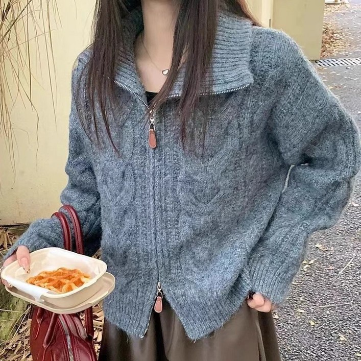 cammello 소프트터치 루즈핏 투웨이 집업 니트 가디건 가을겨울 데일리 아우터