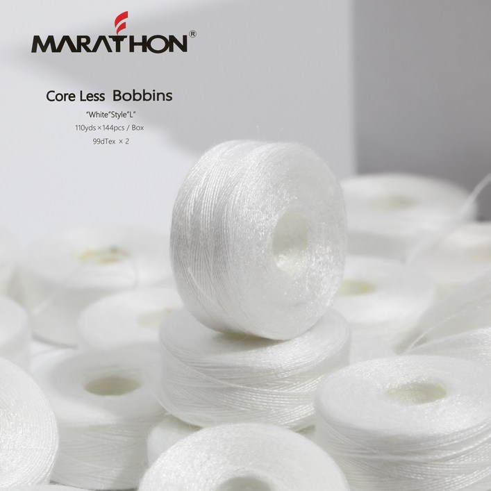마라톤자수사 코어리스 보빈밑실 자수 미싱 컴퓨터자수 가정용 재봉사 60s2 144pcs, 1개