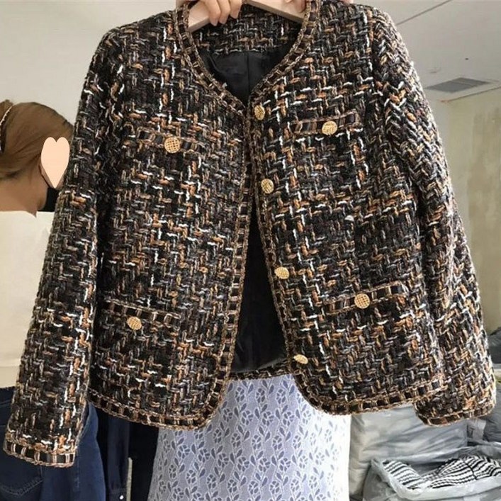 프렌치 명원 빈티지 트위드 봄 여름 신상 우븐 코트 어쿠아리움 소재 코트 프렌치 빈티지 트위드 디자인 분위기 향기 요소 쇼트 여름 가을 코디 계절
