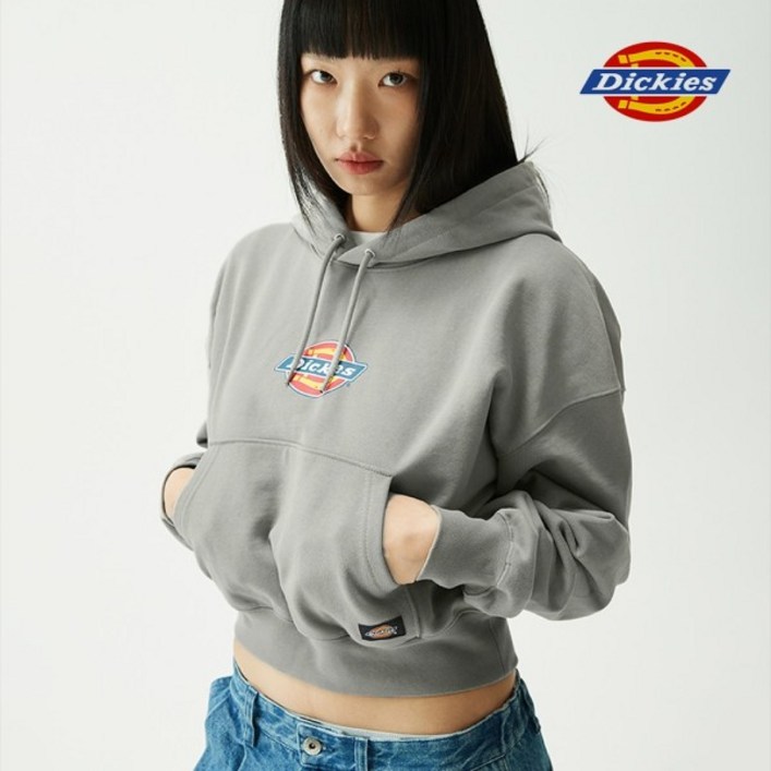 디키즈 아이코닉 로고 크롭 후드 Gray 디키즈 아이코닉 로고 크롭 후드 Gray