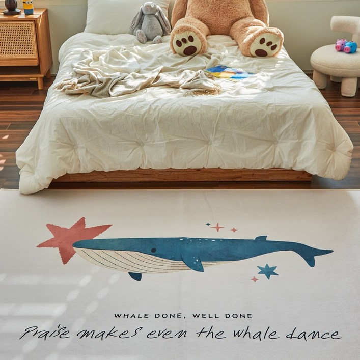 고래 극세사 사계절 아이방 러그 키즈 카페트 2 colors