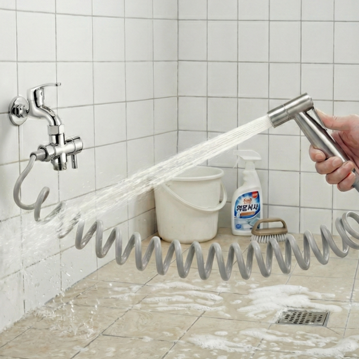쿠종 호스 터짐 염려 없는 sus 304 스테인레스 욕실 청소건 3m
