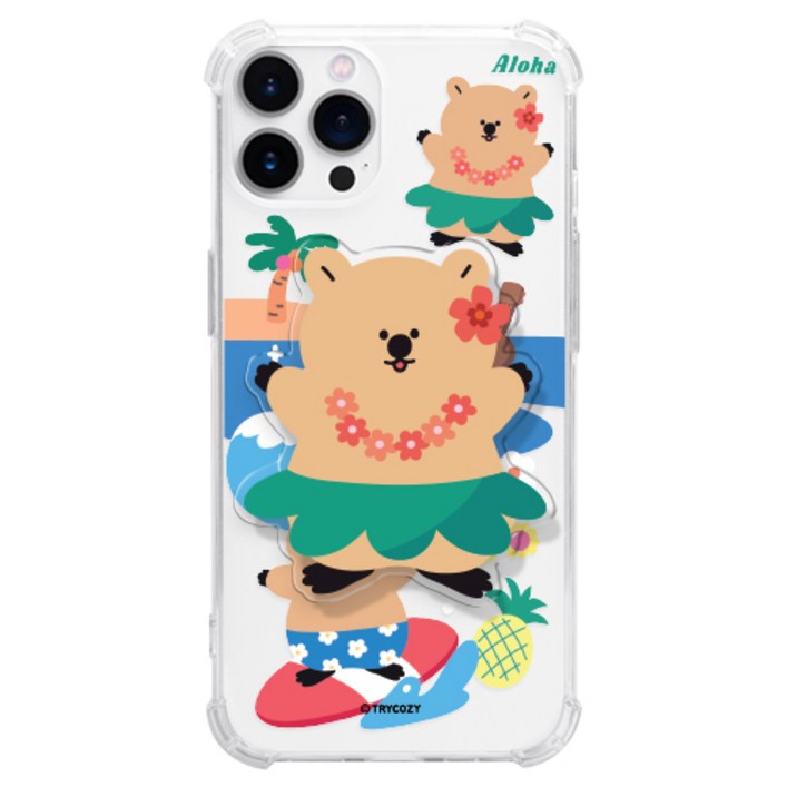 쿼카 여행 아이폰 젤하드 휴대폰 케이스 아크릴톡 세트