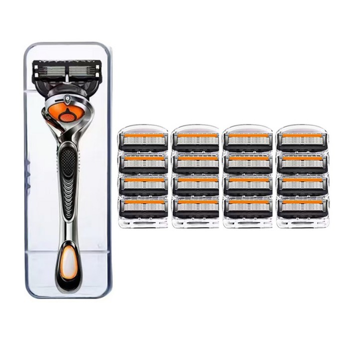 비브랜드 5중 면도날  면도기 질레트 호환용, 신형 퓨전 파워, 단일 색상, 16Ea