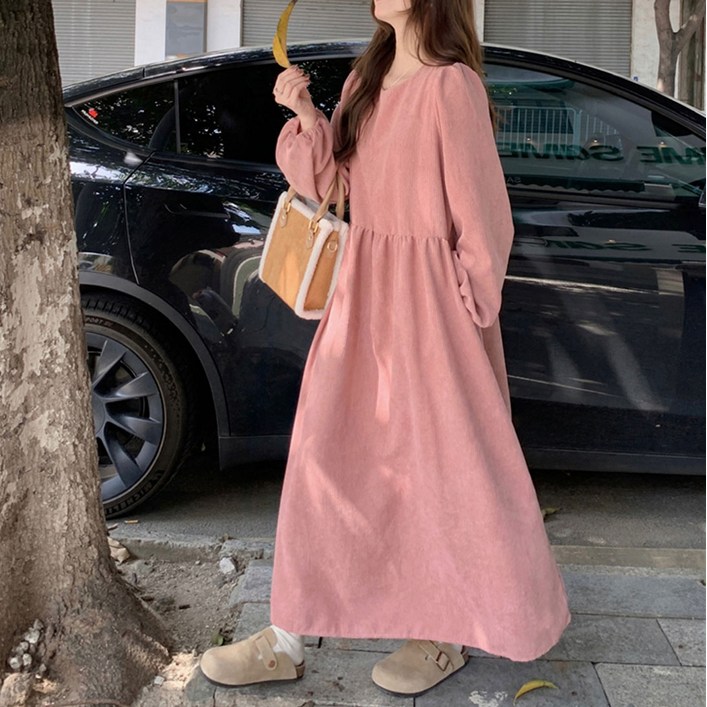 투이스타 타나 포켓 골덴 롱 원피스 2Color