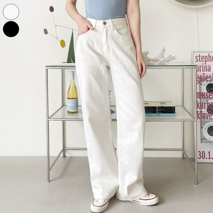 바비팩토리 여성용 2단기장 숏롱 코튼 베이직 일자 와이드 팬츠 키작녀키큰녀 바지 면바지