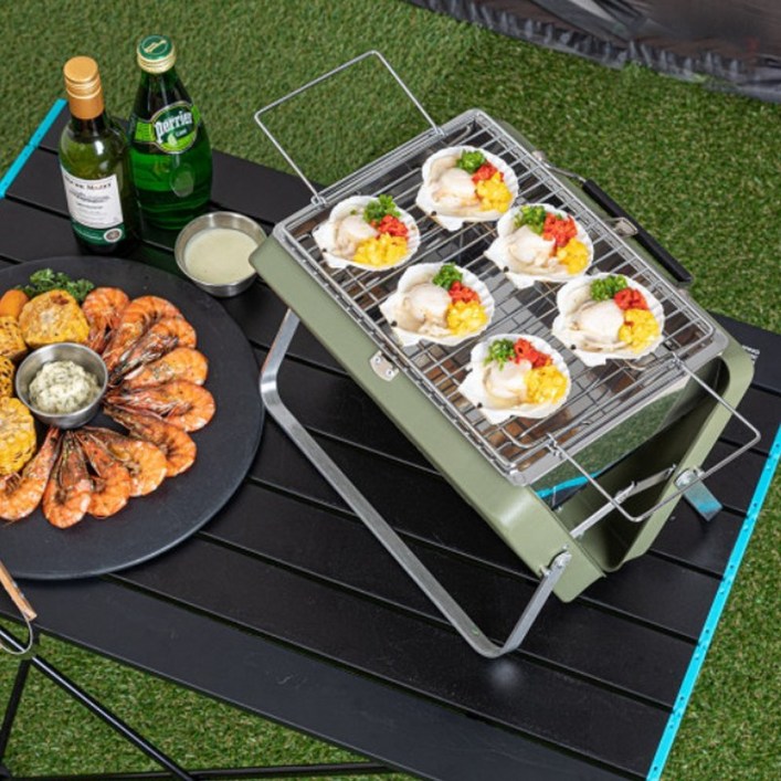 [Rhinox] 라이녹스 포터블 BBQ 휴대용 접이식그릴 폴더그릴, 옵션:네이비, 1개, 30cm
