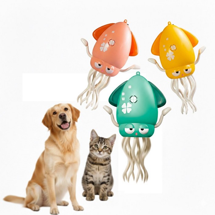 오브펫 움직이는 춤추는 오징어장난감 USB충전식 KC인증 강아지 고양이용