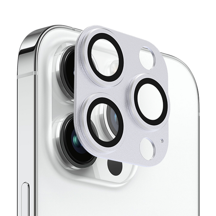 지모 아이폰 풀커버 메탈 프레임 카메라 렌즈 강화유리 필름 실버, 1개