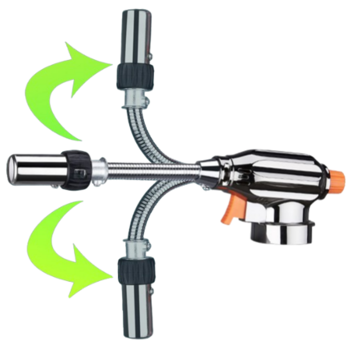 MANTOOL 원터치 자동점화 롱 가스 토치 각도조절 캠핑 요리, 1개, 티타늄블랙