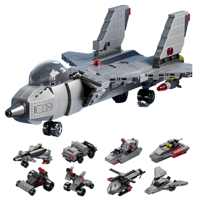 조립 항공 전투기 합체 블럭, 1개, 혼합색상