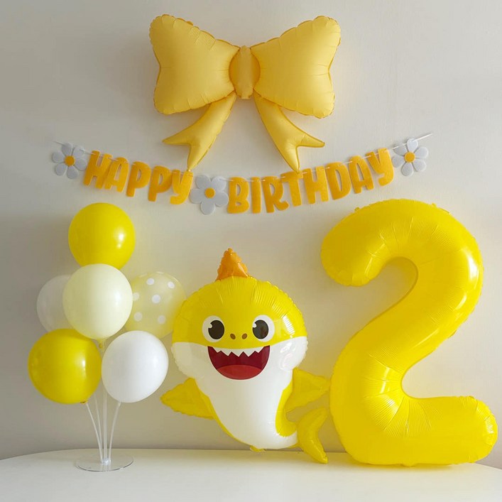 아기 상어 두돌 생일 풍선 파티 세트