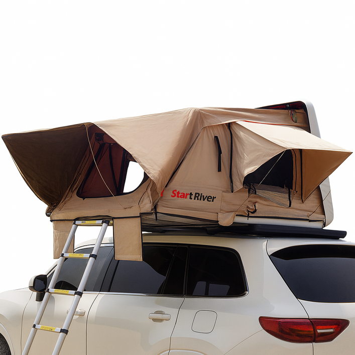 캠핑의달인 5인 확장형 루프탑텐트 차량용 지붕 대형 텐트 자동차 카니발 소렌토 캠핑 차박, 다크그레이화이트캡
