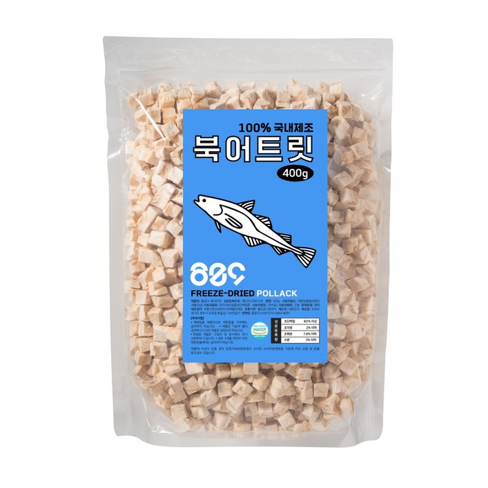 국내산 강아지 고양이 동결건조 대용량 소프트 트릿간식, 1개, 400g, 북어