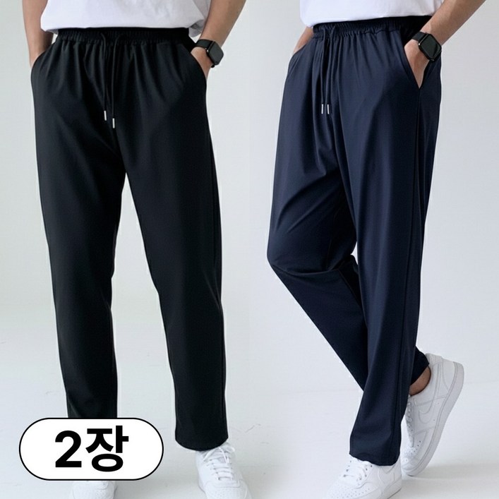 1+1 미제이 남자 냉감 바지 시원한 여름 아이스 밴딩 팬츠