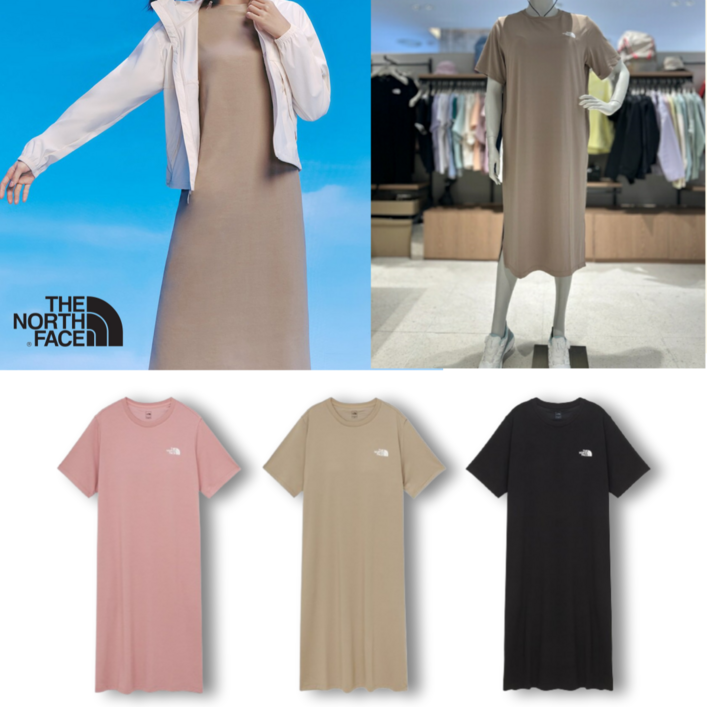 노스페이스 롱기장 반팔 원피스 여성 브라패드 내장 데일리 여름 치마 캐주얼 편한 드레스 휴양지룩 실내복