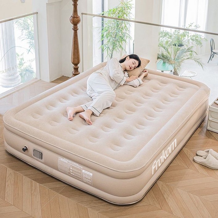 봄시즌특가Frokom 에어매트 캠핑 자충매트 펌프내장형 높이 40cm 야외 캠핑용 휴대용 간이침대