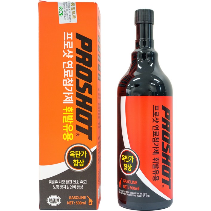 대림기업 프로샷 가솔린 옥탄부스터 연료첨가제 500ml 가솔린휘발유 출력향상,소음감소, 1개