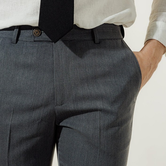 3.9세컨즈 남성용 봄 세미와이드 핏 프리미엄 히든밴딩 스판 정장바지 슬랙스