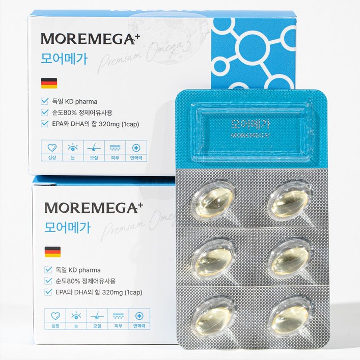 모어메가 강아지 오메가3 KD pharma 순도 80% 60캡슐 2개월