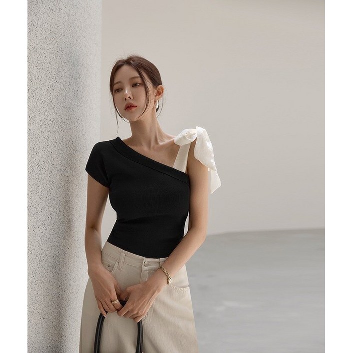 다바걸  발랑언발리본니트탑