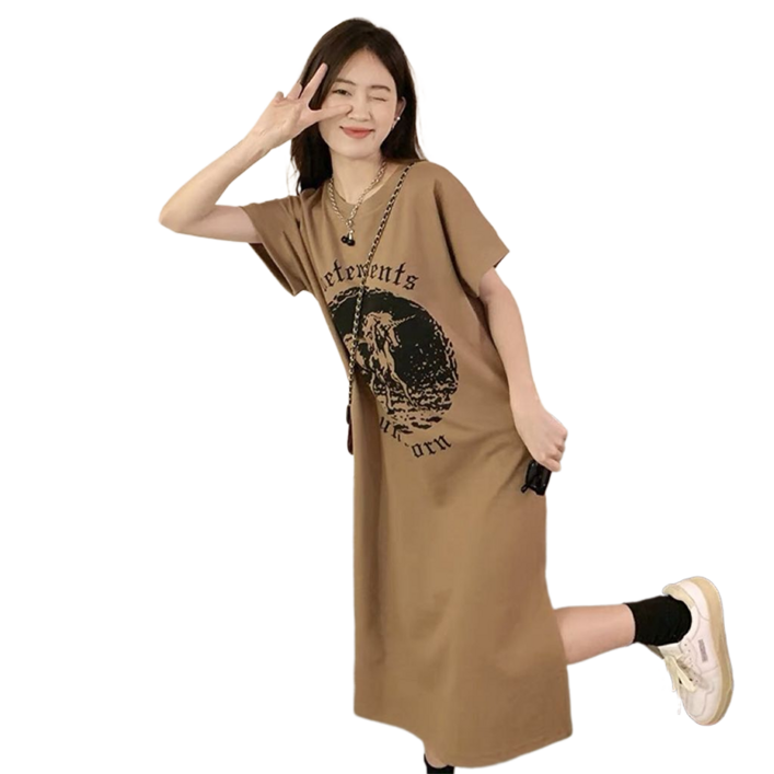 여성 캐주얼 심플 원피스 여름 빅사이즈 루즈핏 롱 상의 뉴타임즈 0118YD20M