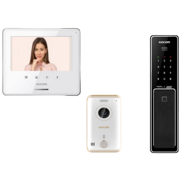 코콤비디오폰 도어락 SET 상품2 KCVS701 7인치 아날로그비디오폰  푸쉬풀지문도어락A지역 설치, 방문설치, 현장결재,비디오폰55,000원도어락35,000원