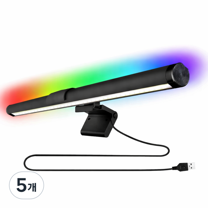 원그리드 RGB 양면 LED 모니터 스크린바 색온도 조절 라이트바 조명, 블랙, 5개