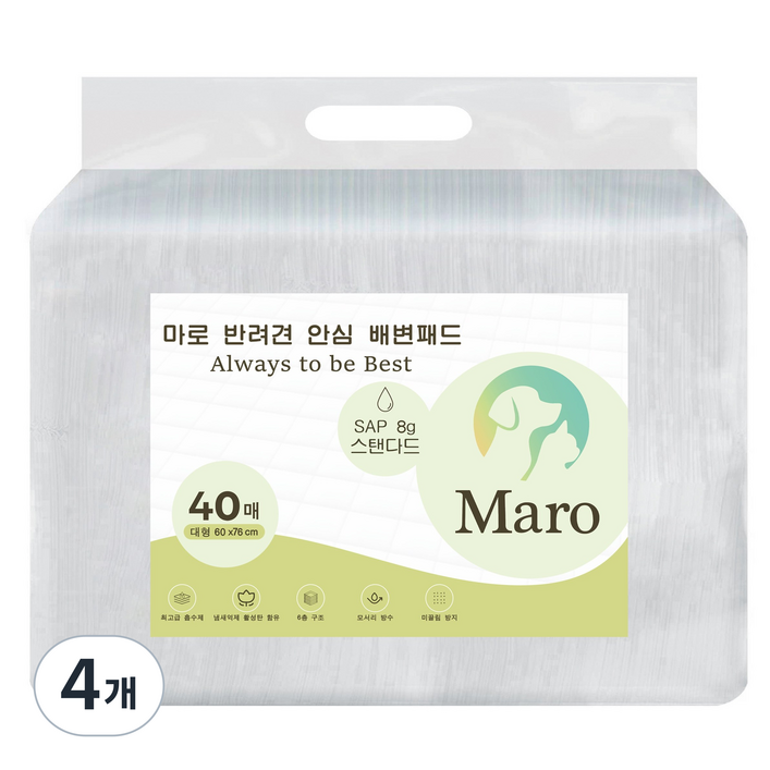 마로 고흡수 냄새잡는 반려견 배변패드, 4개, 40개입