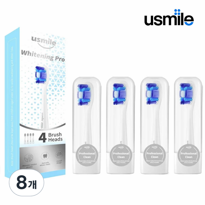 Usmile 유스마일 전동칫솔 전용 스마트 화이트닝 프로 리필 칫솔모, 8개