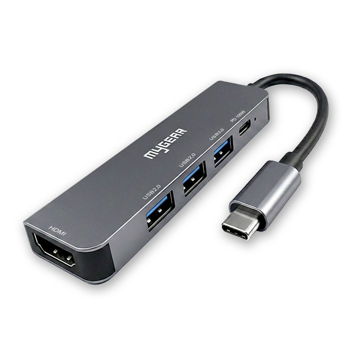 마이기어 5 in 1 C타입 USB 3.0 멀티 허브 4K HDMI PD100W 삼성 DEX 미러링 호환 MYGRUH5P1