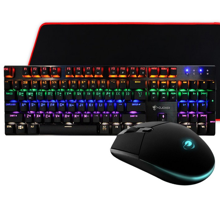 지클릭커 기계식 키보드 마우스 세트 With Pad 청축, 혼합색상, GMK510X Special, 일반형