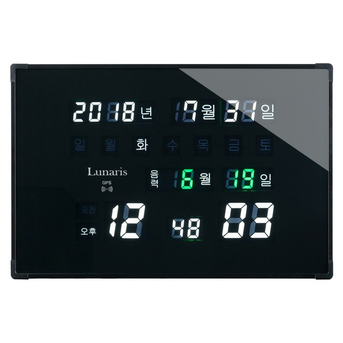 루나리스 GPS 수신 LED 디지털 전자 벽시계 중