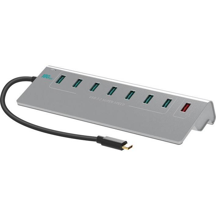 넥스트유 USB-C to A타입 USB 3.2 7포트+퀵차지 1포트 케이블 일체형 USB 허브 NEXT-3372TC-10G