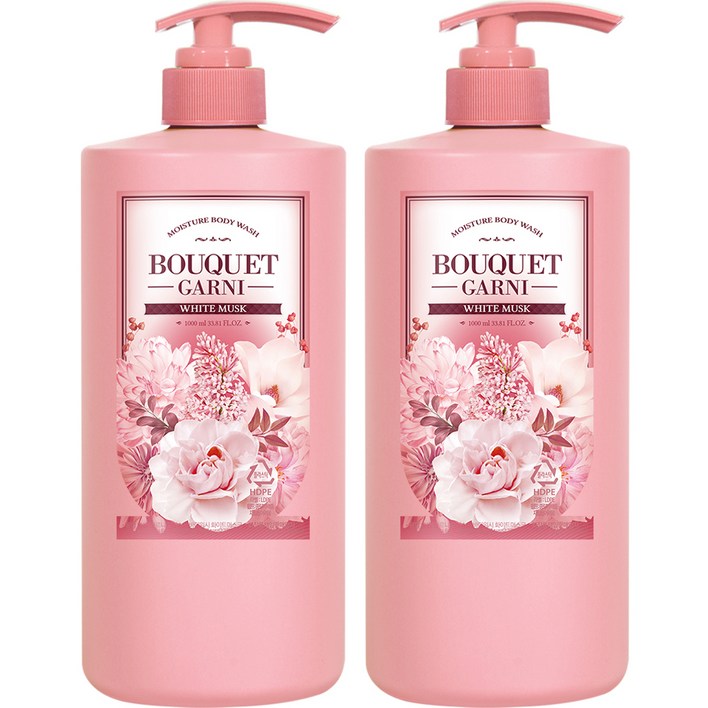 부케가르니 모이스처 바디워시 화이트머스크향, 2개, 1000ml