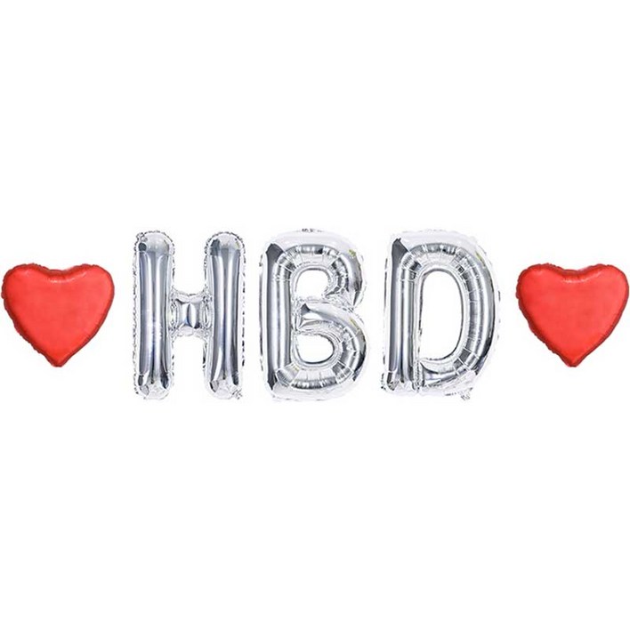 조이파티 알파벳 HBD 은박풍선 소 3종 + 미니하트 은박풍선 2p 세트