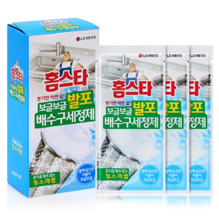 홈스타 발포 배수구 세정제, 40g, 3개
