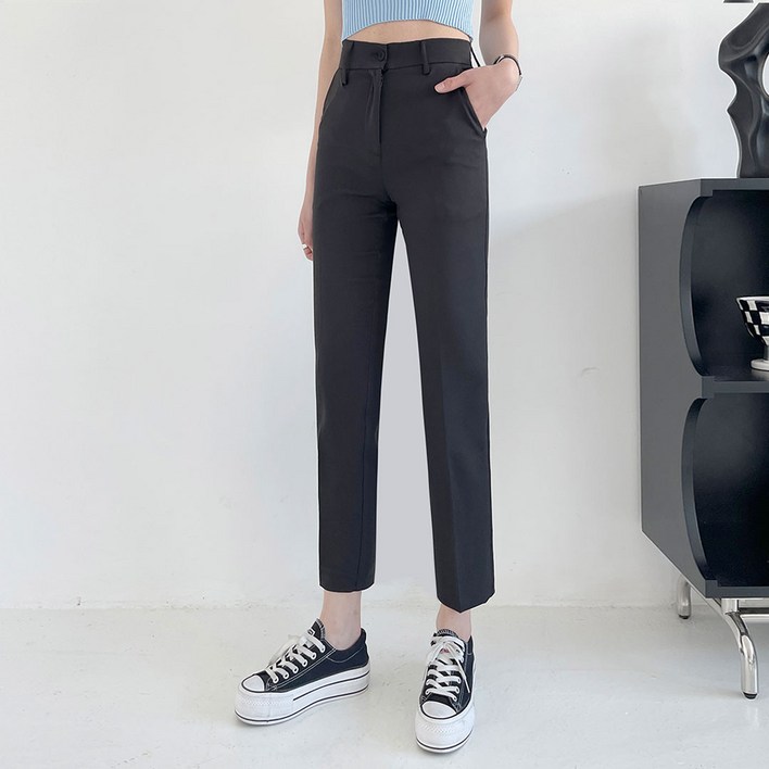 플랜데이 여성용 쫀득쫀득 심플 미니멀룩 슬림핏 슬랙스