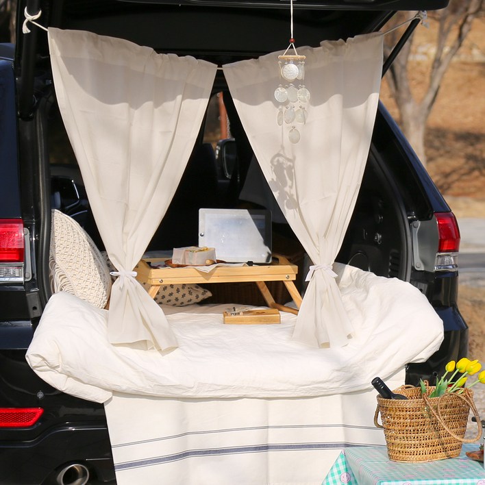 포홈 핸드메이드 코튼캔디 차박 커튼 세트