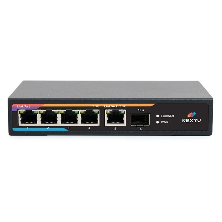 넥스트유 2.5Gbps 5포트 TP  10G SFP  언매니지드 POE 스위치 허브