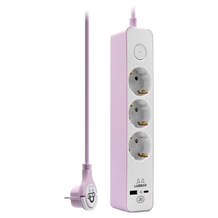 러그박스 고속충전 USB C타입 고용량 멀티탭 3구 3500W 퍼플핑크, 1개, 1.5m 러그박스 고속충전 USB C타입 고용량 멀티탭 3구 3500W 퍼플핑크, 1개, 1.5m