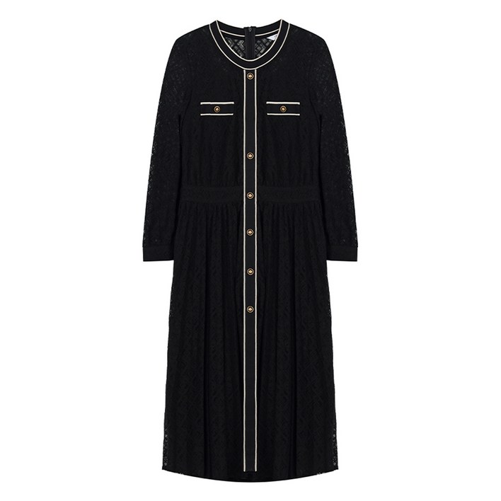 크로커다일 레이디 배색단 포인트 허리주름 보온 롱원피스 CLBWOP302