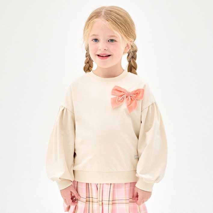 젤리스푼 아동용 빅 리본 셔링 맨투맨 티셔츠